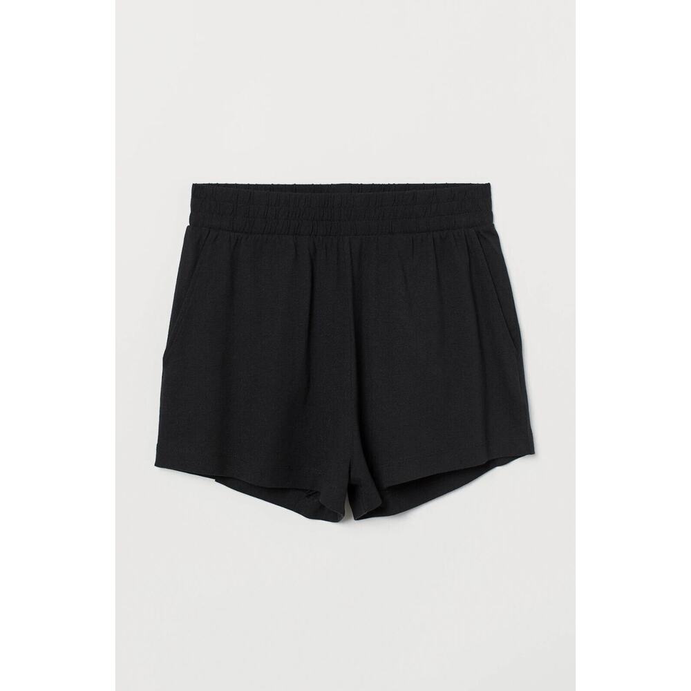 H&M Black Shorts Sz Small Elastic Waist Lightweight Pockets Modal Blend